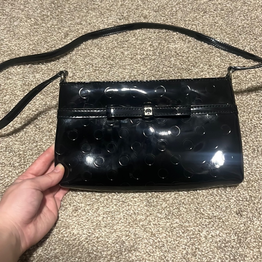 Kate spade black polka dot patent leather crossbody